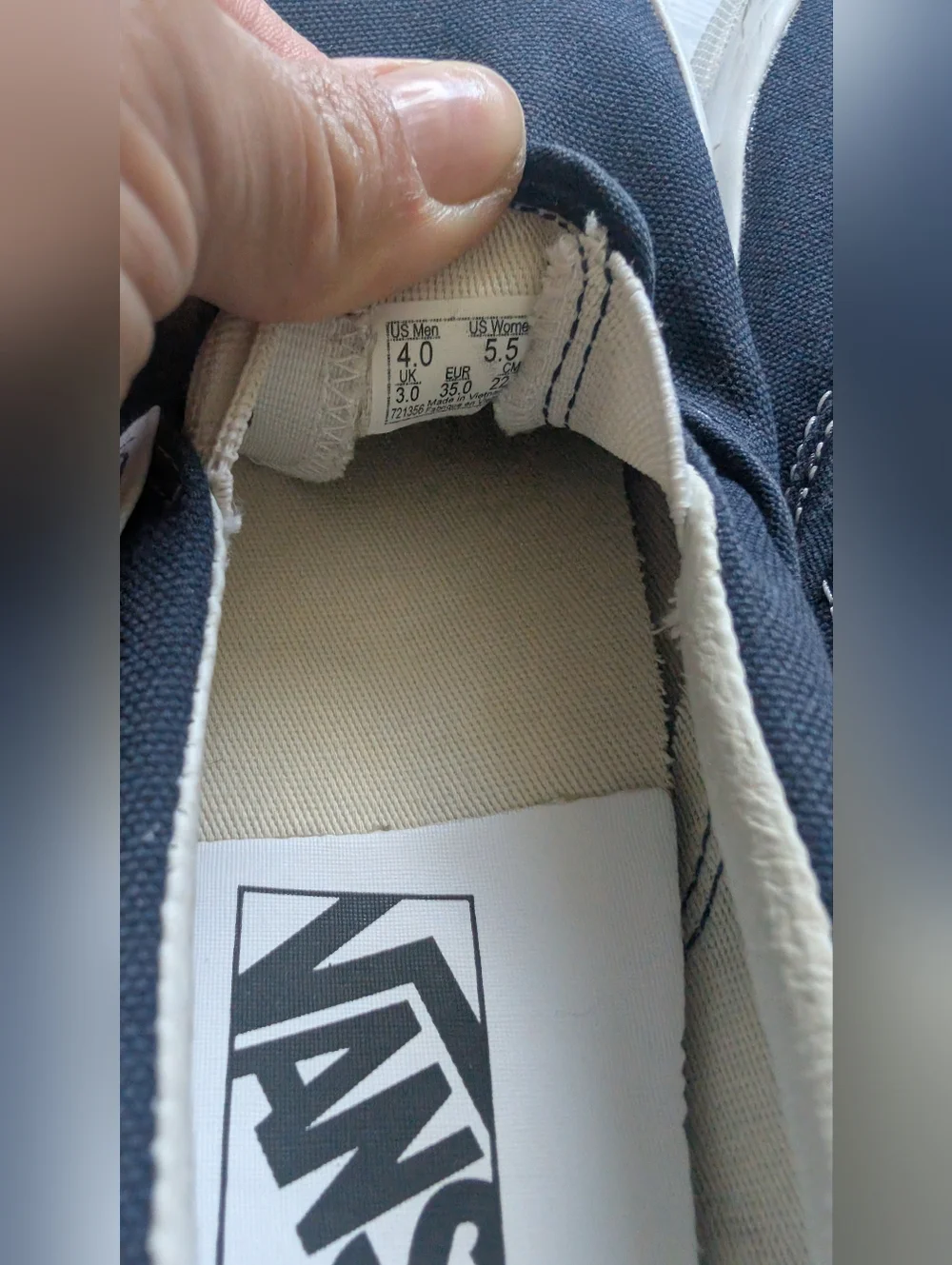 Vans Slip-On Sneakers in Navy and White